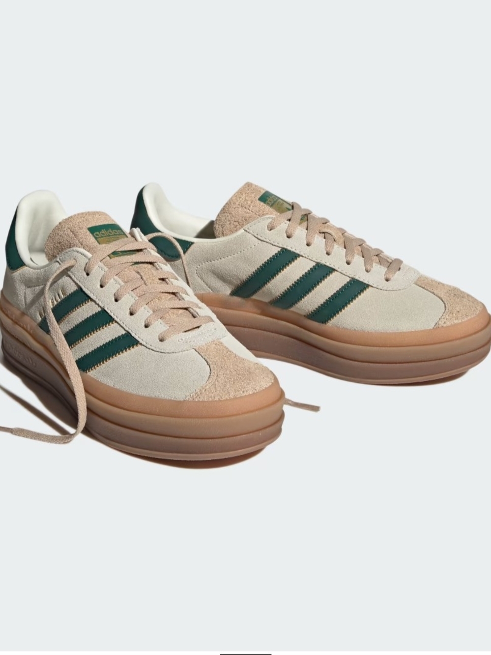 Adidas Gazelle Bold Platform Sneakers in Beige and Green